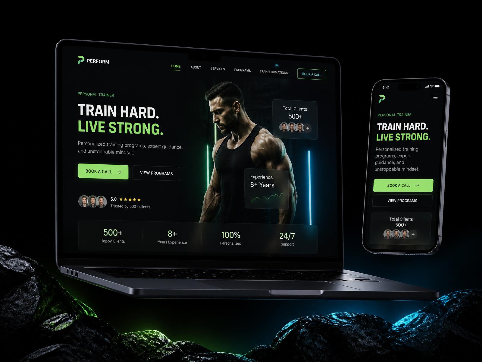 Preview do site em desktop e mobile